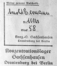 Bermann Sachsenhausen Brief Ausschnitt 200